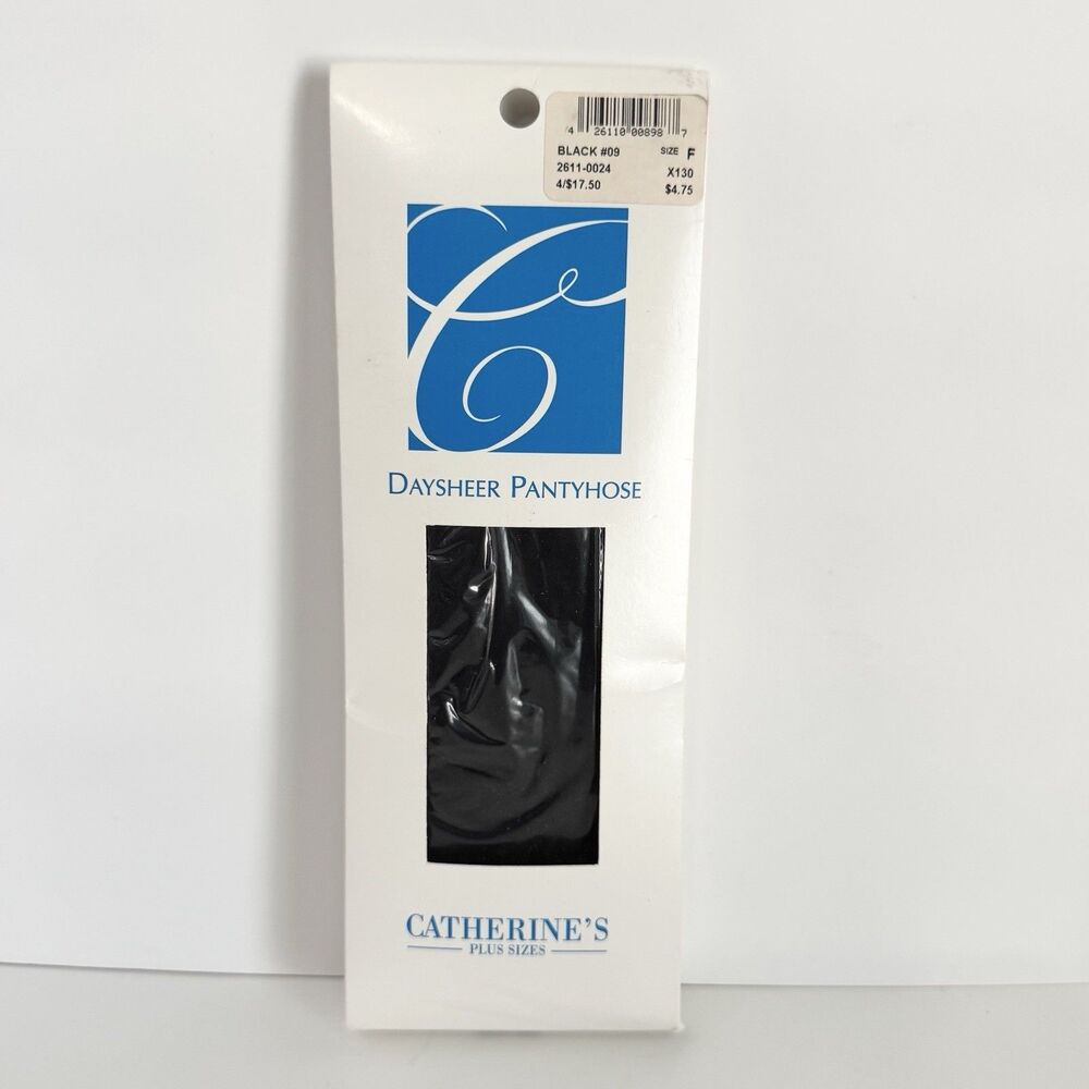 Catherines Day Sheer Pantyhose 1 Pair Plus Size F 400 lbs to 450 lbs Black